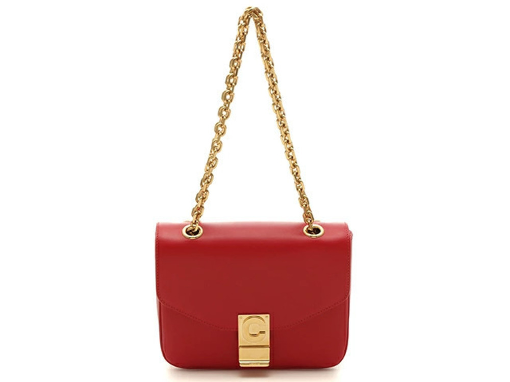 Celine MALL C Chain Shoulder Bag Red Calfskin